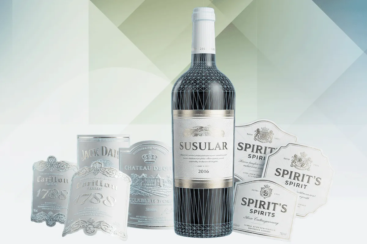 Premium Etiketten Mockups mit Metallic-Effekt für Wein Spirituosen Kosmetik